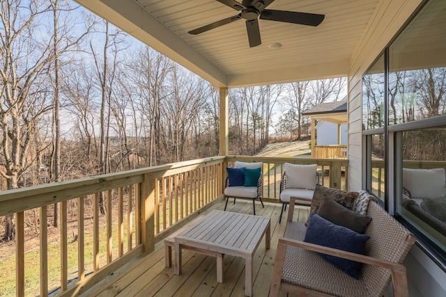 deck featuring ceiling fan