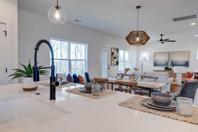 living room featuring sink