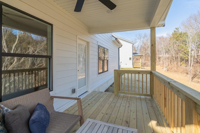 deck featuring ceiling fan