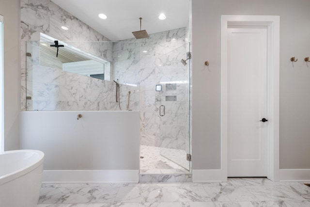 bathroom with independent shower and bath