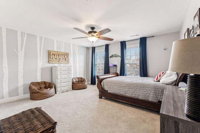 bedroom with carpet and ceiling fan