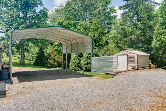 view of parking / parking lot with a carport