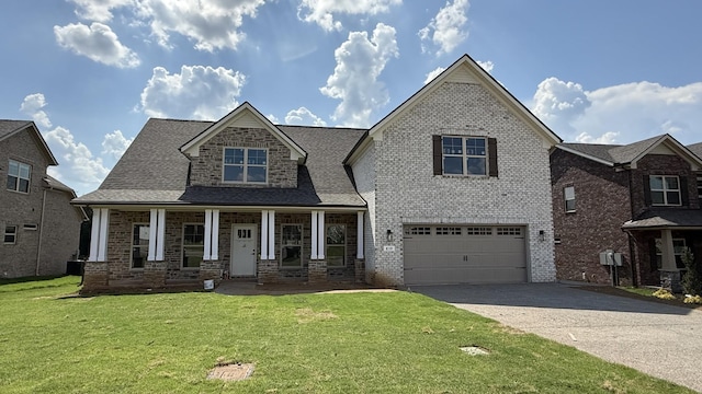 839 Stovers Gln, Murfreesboro, TN 37128 - craftsman inspired home with concrete driveway, a garage, a front lawn, covered porch, and brick siding