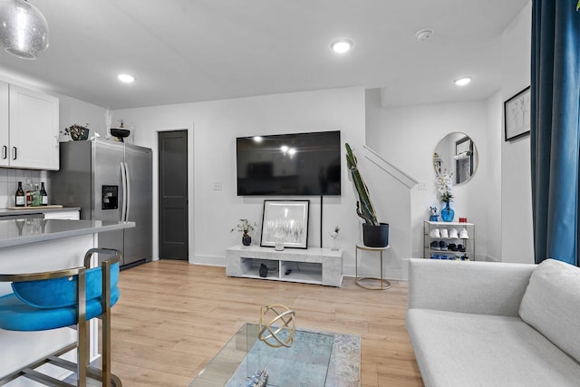 living room with light wood-type flooring