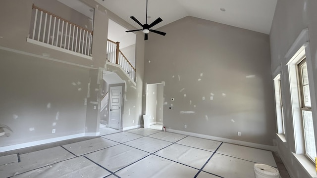 835 Stovers Gln, Murfreesboro, TN 37128 - interior space featuring baseboards, ceiling fan, and high vaulted ceiling