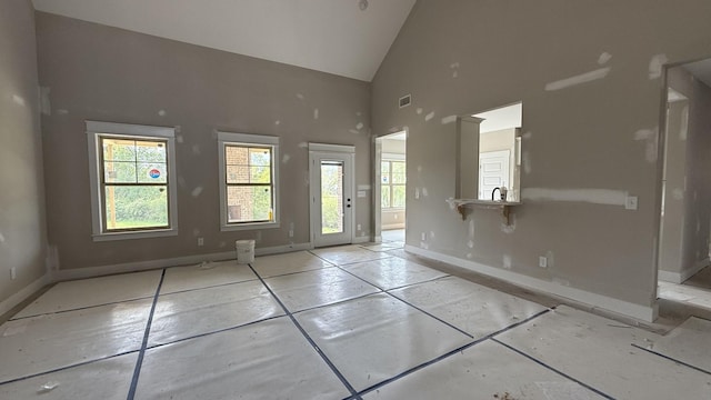 835 Stovers Gln, Murfreesboro, TN 37128 - interior space featuring baseboards, high vaulted ceiling, and visible vents