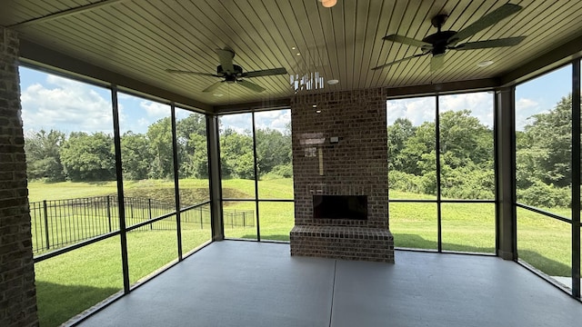 835 Stovers Gln, Murfreesboro, TN 37128 - unfurnished sunroom featuring ceiling fan and view of scattered trees