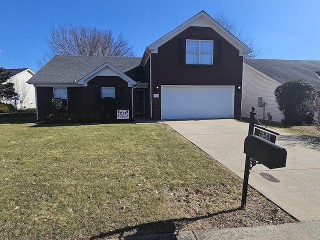 front of property with a garage and a front yard