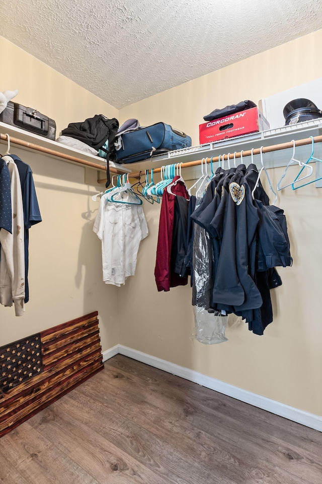 spacious closet featuring hardwood / wood-style flooring