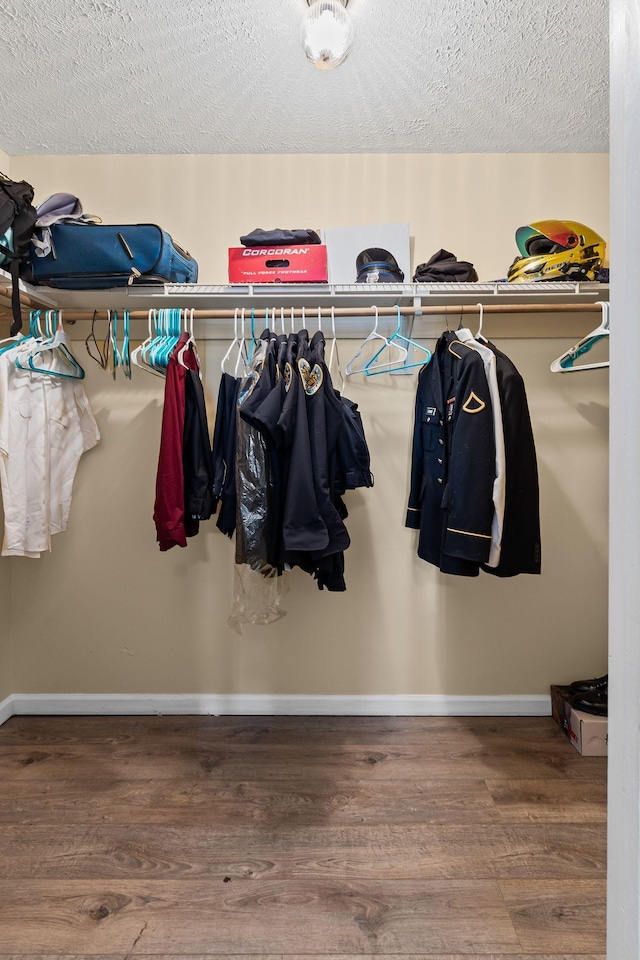 spacious closet featuring hardwood / wood-style flooring