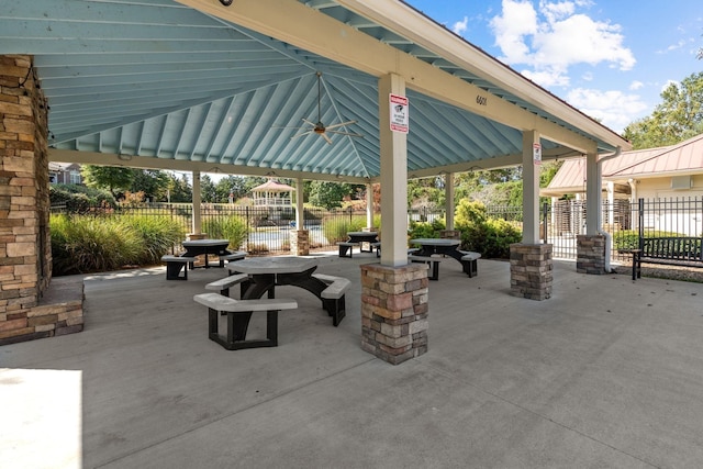 view of patio featuring a gazebo