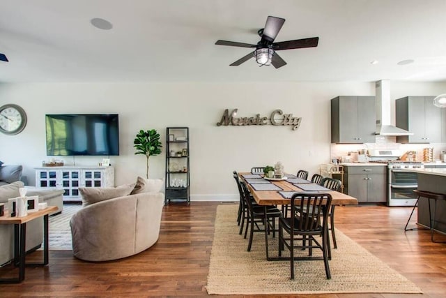 2122 9th Ave N, Nashville, TN 37208 - dining area with wood-type flooring and ceiling fan
