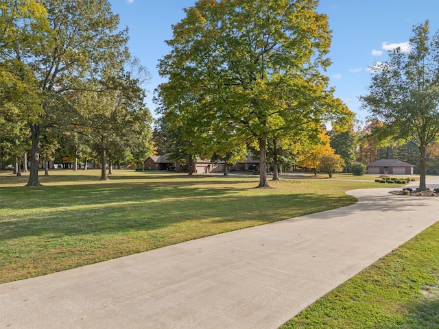 view of home's community featuring a lawn