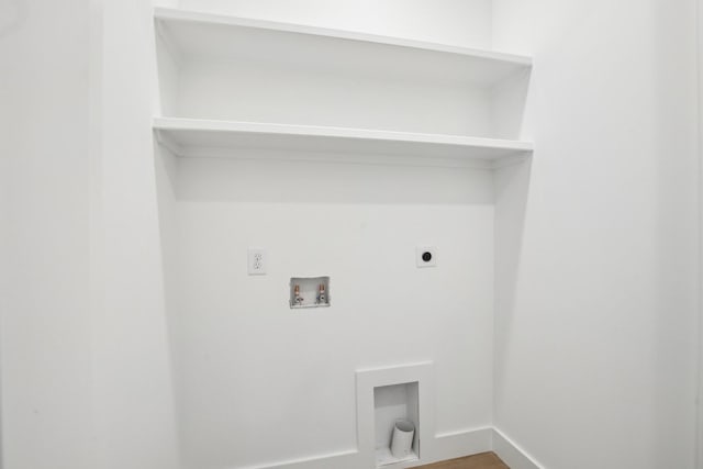 laundry area with washer hookup, hookup for an electric dryer, and hardwood / wood-style floors