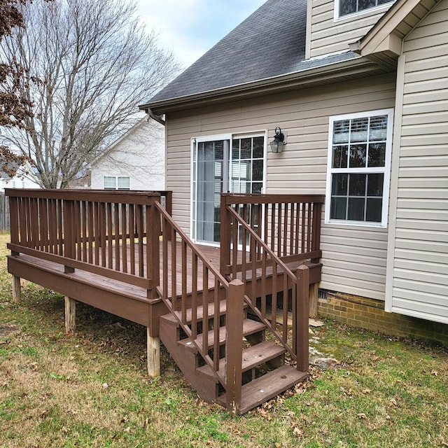 deck with a lawn