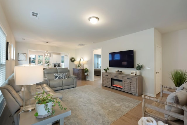 living room featuring light hardwood / wood-style floors