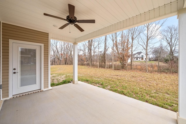 view of patio / terrace featuring ceiling fan