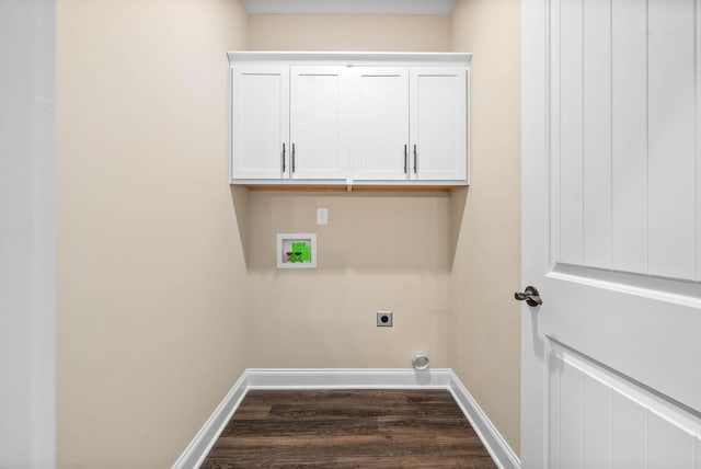 clothes washing area featuring hookup for a washing machine, dark hardwood / wood-style floors, and hookup for an electric dryer