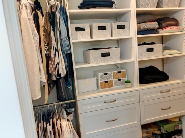 view of walk in closet