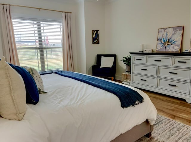 bedroom with wood-type flooring