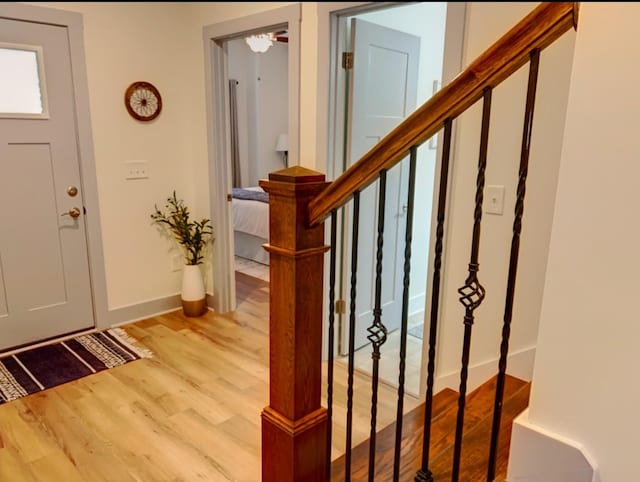 entrance foyer featuring light wood-type flooring