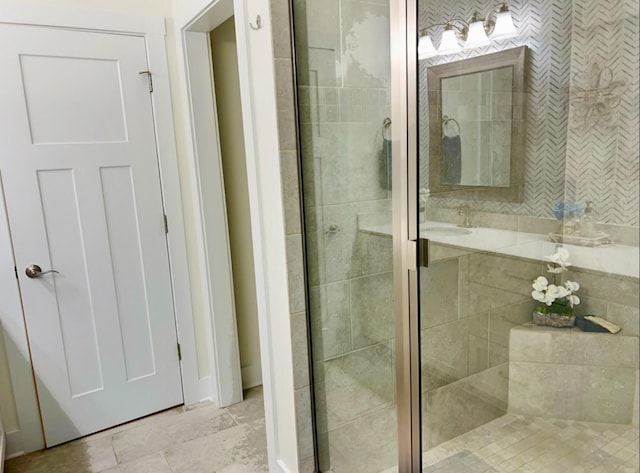 bathroom with an enclosed shower