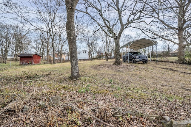 view of yard with a carport