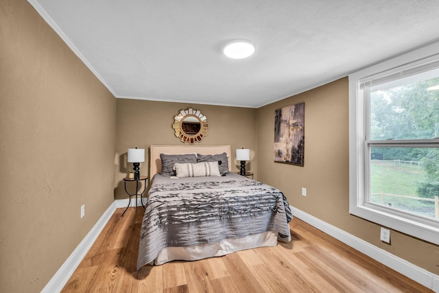 bedroom with hardwood / wood-style flooring