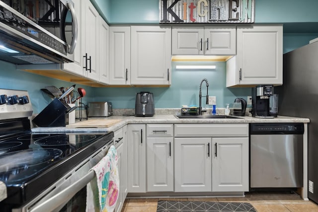 kitchen with white cabinetry, sink, and appliances with stainless steel finishes