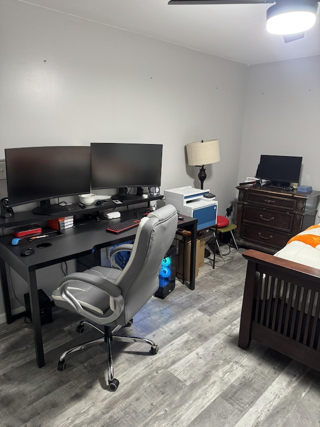 office area featuring light hardwood / wood-style flooring