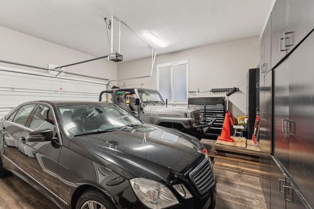 garage with a garage door opener