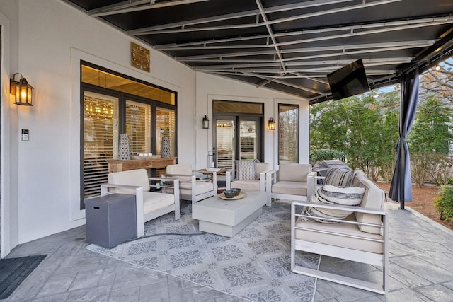 view of patio featuring an outdoor hangout area