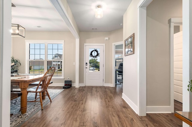 entryway featuring plenty of natural light and hardwood / wood-style floors