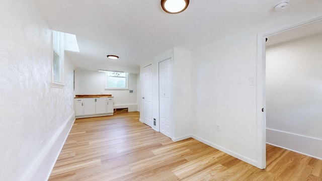 interior space with light hardwood / wood-style flooring