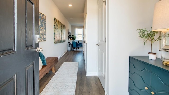 hall featuring dark hardwood / wood-style floors