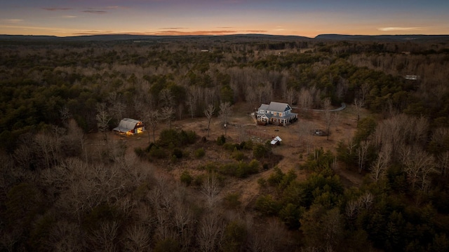 view of aerial view at dusk