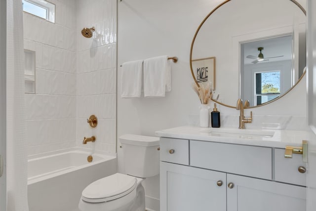 full bathroom featuring vanity, toilet, and shower / bath combo with shower curtain