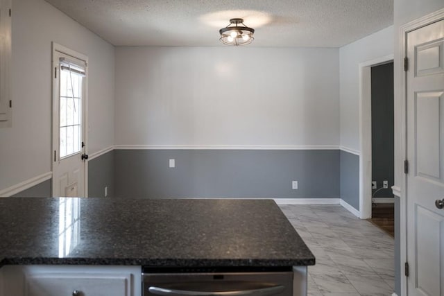 kitchen with dishwasher and a textured ceiling