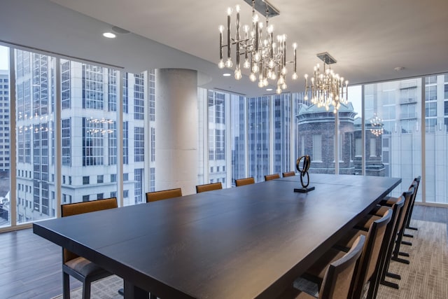 515 Church St Unit 3208, Nashville, TN 37219 - dining space with hardwood / wood-style flooring and floor to ceiling windows