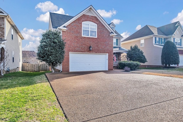 exterior space featuring a yard and a garage