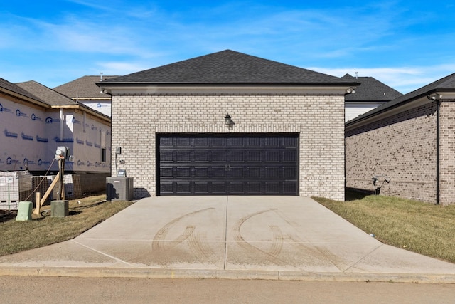 exterior space with a garage