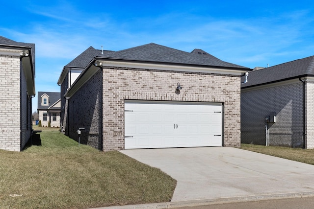 view of home's exterior featuring a garage and a yard