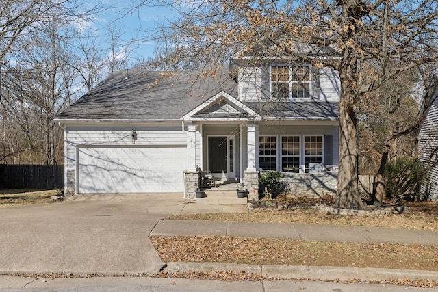 craftsman house with a garage