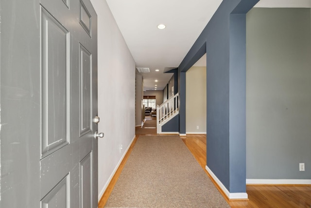 hall featuring light wood-type flooring