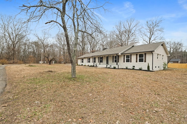 view of front of home with a front yard