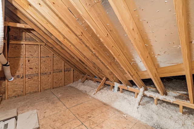 view of unfinished attic