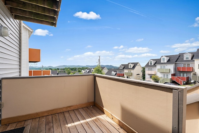 balcony featuring a mountain view