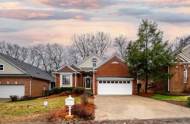 front facade with a garage