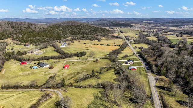 drone / aerial view with a rural view and a mountain view