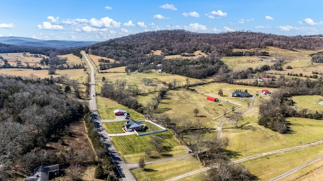 drone / aerial view with a rural view